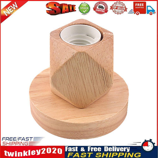 Solid Wood Table Lamp Base E27 220V Wooden Light Holder w/Switch Line (D) Newly