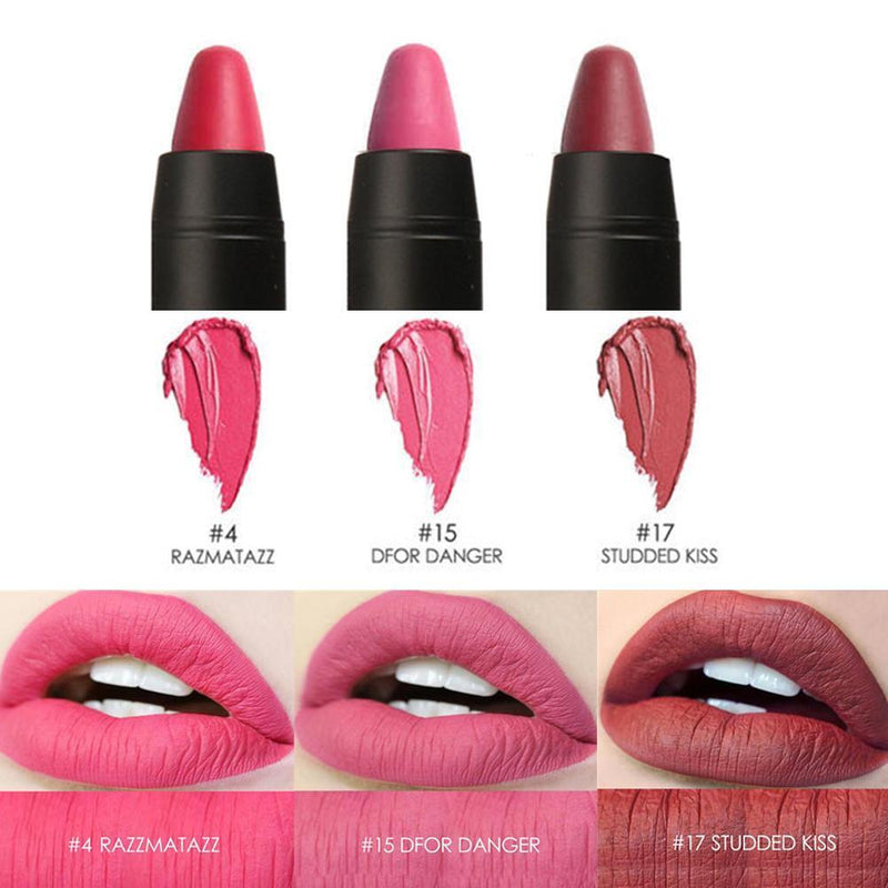 3pcs Matte Silky Lipsticks Set Long Lasting Waterproof Makeup Cosmetics(04)