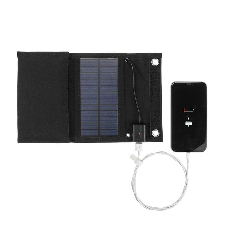 Waterproof 15W Foldable USB Solar Panel Outdoor Battery Charger (Black)