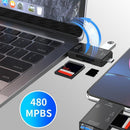6 in 1 OTG USB 3.0 Type-C Card Reader for Secure Digital/TF Cards (Black)