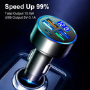 5 Ports 15.5W USB Type-C Phone Car Charger Voltmeter Auto Charging Adapter