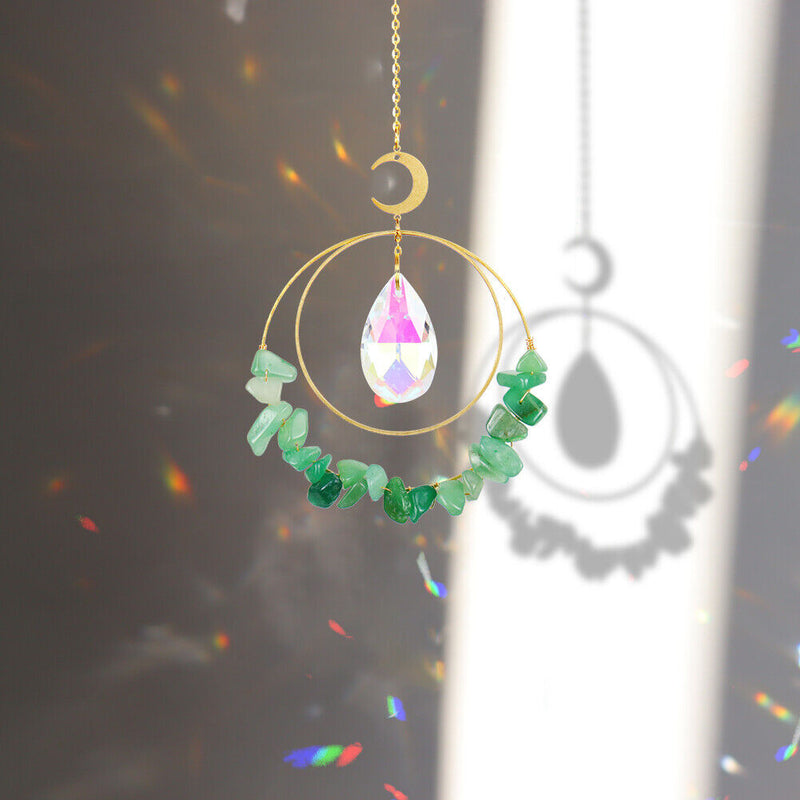 Suncatcher Crystal Moon Circle Chandelier Pendant Prism Hanging Lamp Ornament