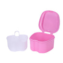 Dental False Teeth Storage Box with Hanging Net Container Organizer (Pink) Newly