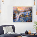 Frameless Oil Paint By Numbers DIY Christmas House Picture Craft Kit for Home