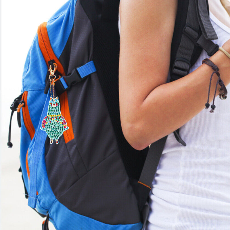 5pcs Diamond Painting Alpaca Keychain DIY Crystal Drill Key Ring (YSGJ030) Newly