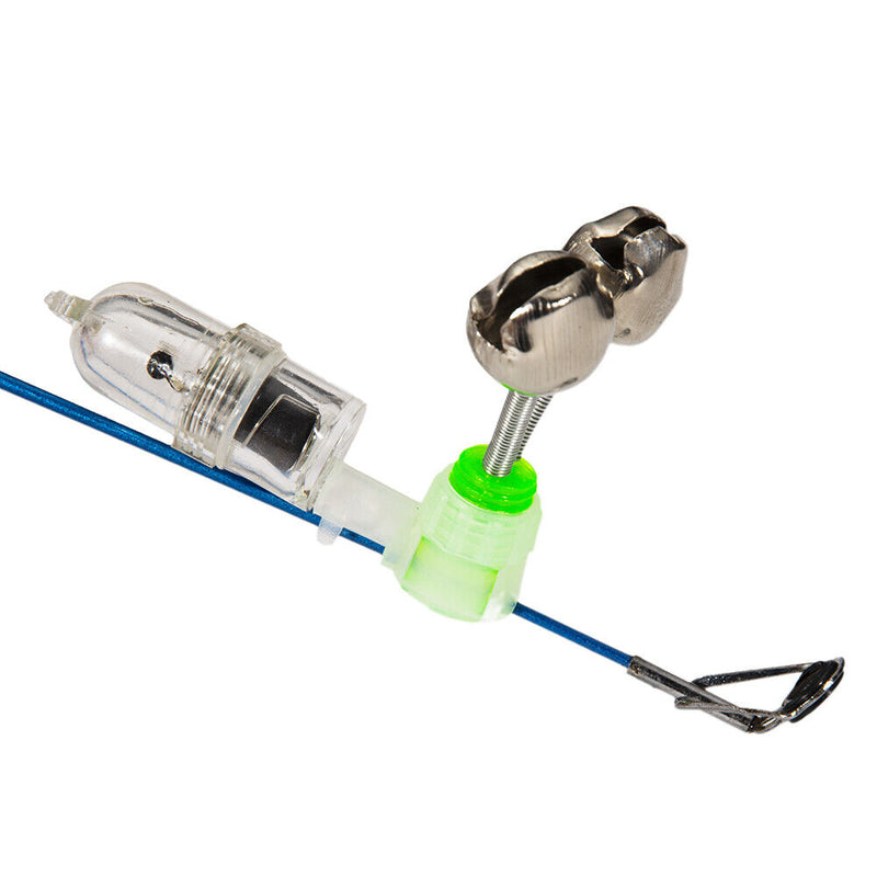 2x LED Fishing Rod Tip Night Light Flash Strike Bite Alarm Alert with Batte