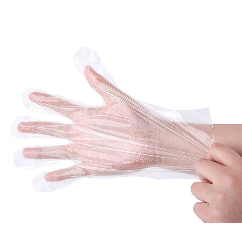 100pcs Transparent Disposable PE Sanitary Gloves for Restaurant Kitchen BBQ