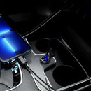 PD 45W Dual USB Ports Car Charger LED Voltmeter Quick Charge Adapter (Blue)