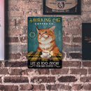 Coffee Cat Retro Metal Plate Tin Sign Poster Plate Wall Art for Bar Club Cafe