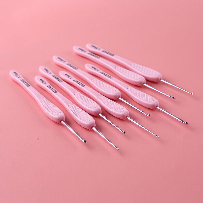 8pcs ABS Handle Knitting Needles Aluminum Crochet Hooks Set 1-2.75mm for Weaving