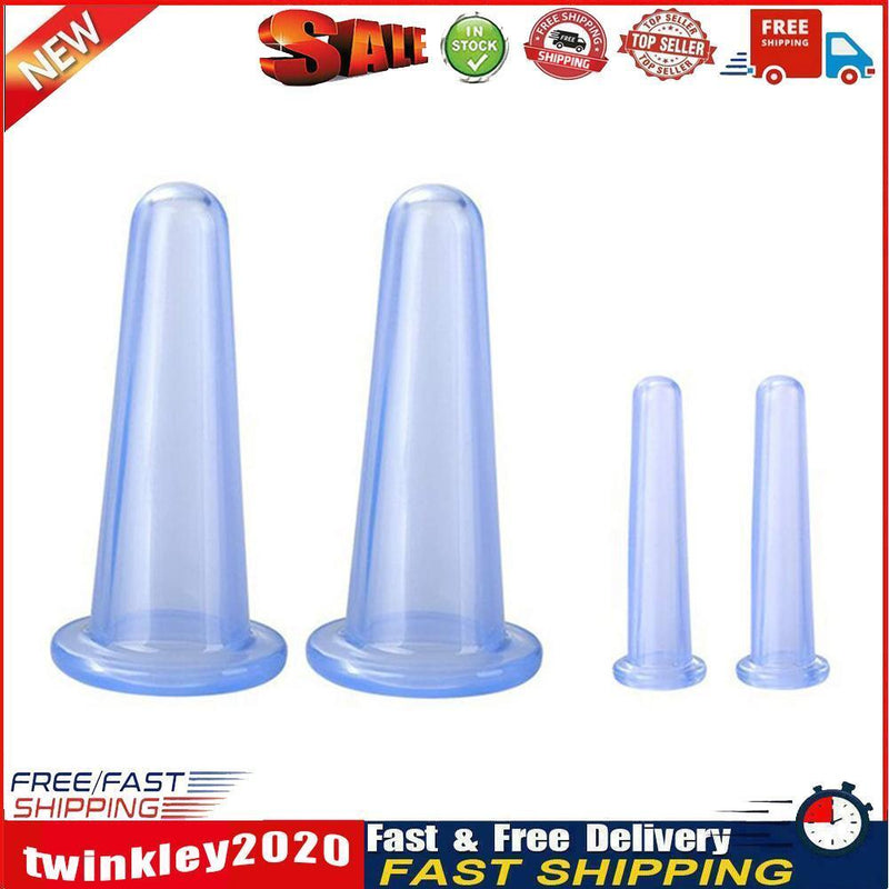 4pcs Vacuum Cupping Can Massage Cupping Apparatus Set Health Care (Blue) Newly