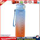 Plastic Water Bottle with Time Marker Sports Leakproof Drink Cup (Blue) Newly