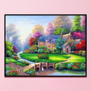 Bridge Villa 11CT Stamped Full Cross Stitch DIY Embroidery Handmade Cotton Art