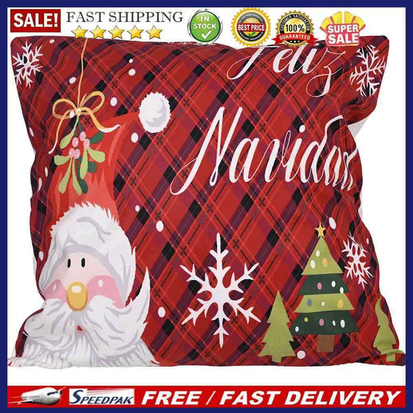 Merry Christmas Retro Print Pillowcase Throw Pillow Case Home Ornaments Gift