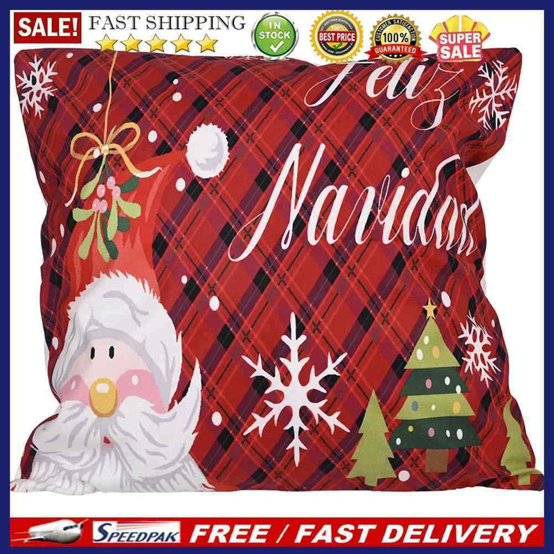 Merry Christmas Retro Print Pillowcase Throw Pillow Case Home Ornaments Gift