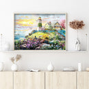 Cotton Thread Stamped Lighthouse Cross Stitch Full Embroidery Handmade Artwork