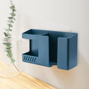 Phone Charge Organizer Wall Mounted Punch Free Remote Control Rack (Blue) Newly