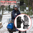 Winter Men Warm Skiing Fleece Gloves with Buckle Thickened (Camo Grey)