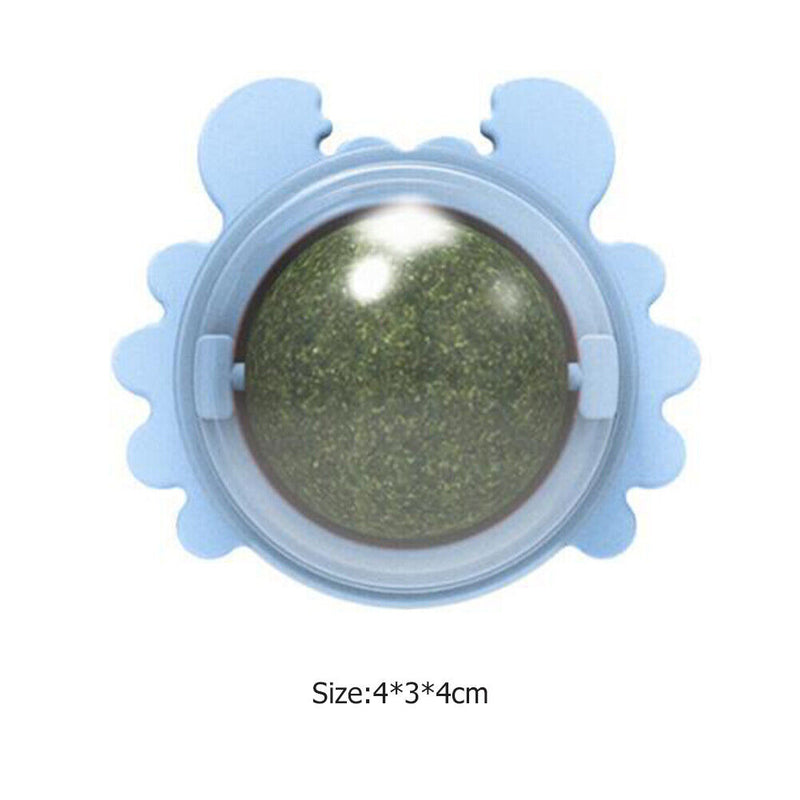 Rotatable Cat Treat Toys with Catnip Snack Licking Ball Kitten Molar (Blue)