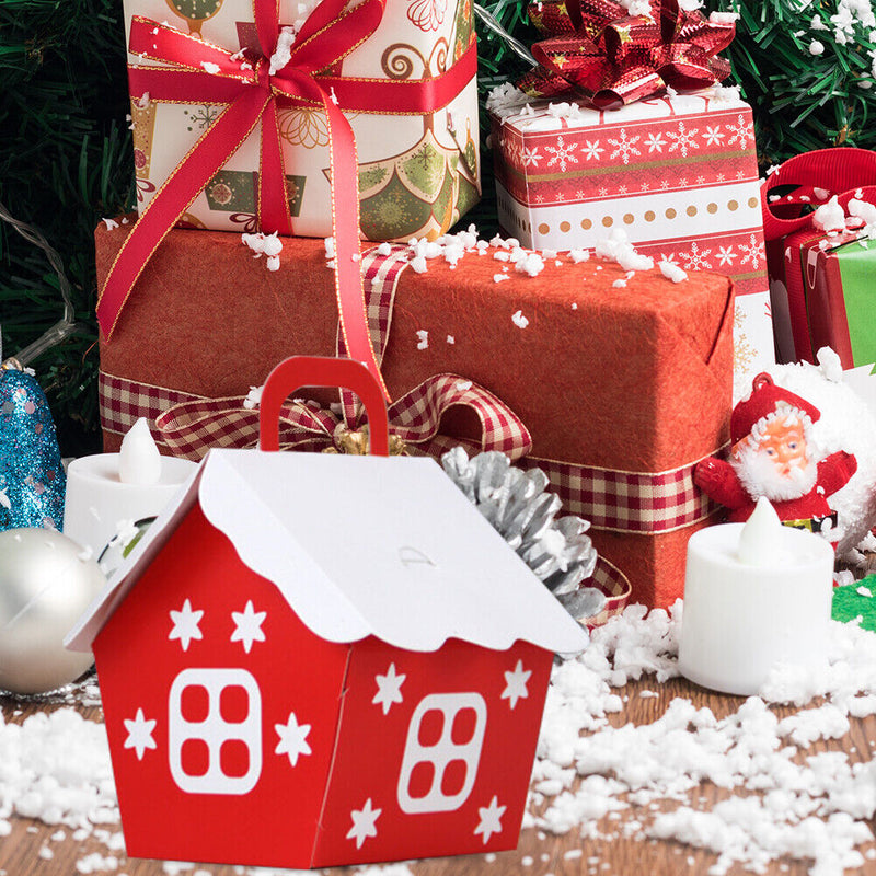 10pcs Christmas House Candy Packaging Box Kids Birthday Gifts Cartons (B)