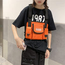Punk Women Oxford Cloth Vest Bag Street Hip Hop Sport Solid Chest Shoulder Packs