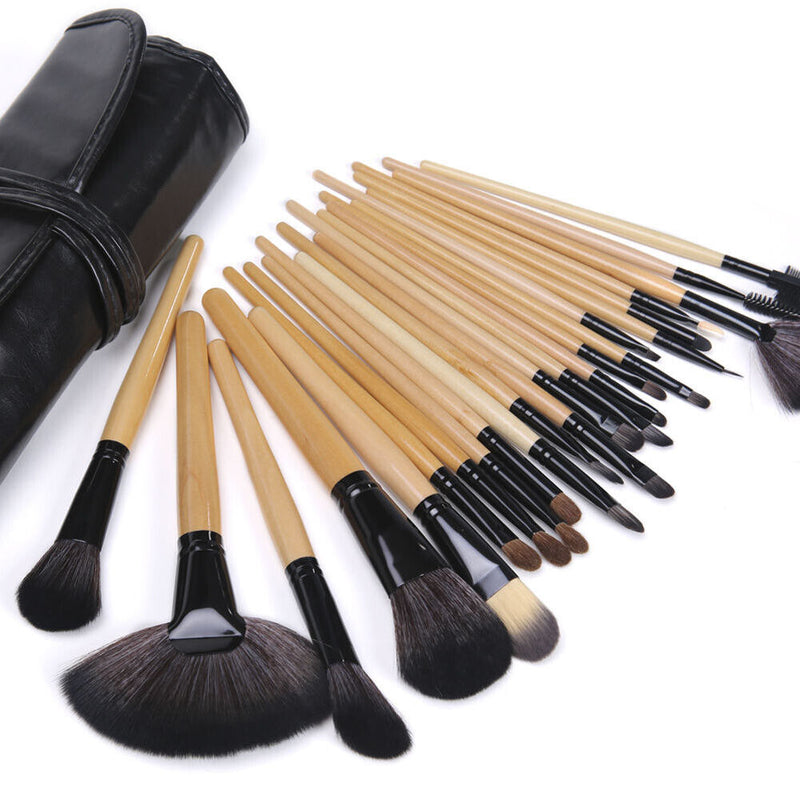 Pro 24 Pcs Makeup Brushes Cosmetic Tool Eyeshadow Powder Brush Set w/ Case