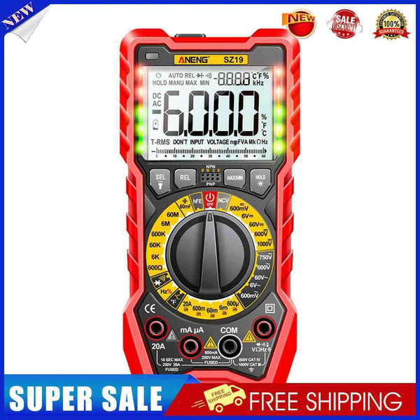 #A ANENG SZ19 Digital Multimeter AC/DC Ammeter Ohm Diode Tester with LCD Backlig