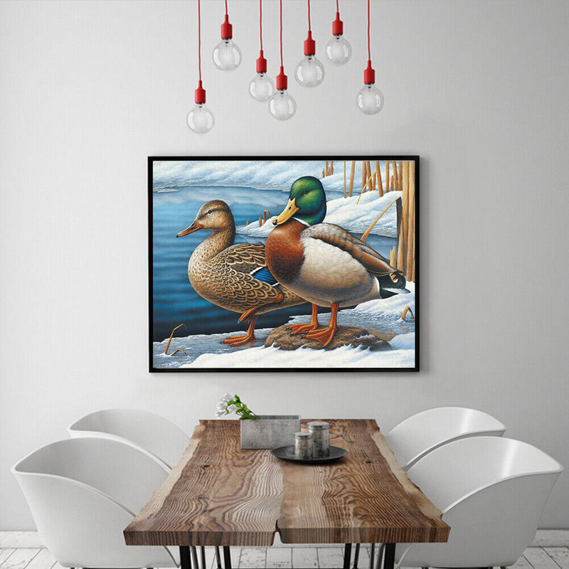 Lakeside Duck Oil Paint By Numbers Kit DIY Acrylic Painting on Canvas Frame