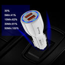Phone Car Charger QC3.0 Dual USB Fast Charging Adapter for Mobile (White) Newly
