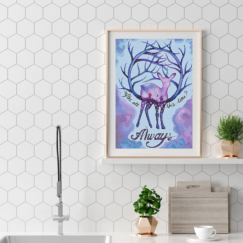 11CT Full Cross Stitch Elk Stamped DIY Kits Handmade Cotton Thread Embroidery