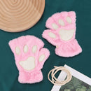 Cat Paw Gloves - Warm Furry Cat Gloves Cat Mittens Half Finger Bear Paw Glo