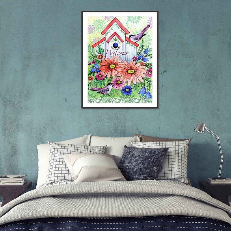 DIY Diamond Painting Bird House Full Round Drill Mosaic Art Picture Decor