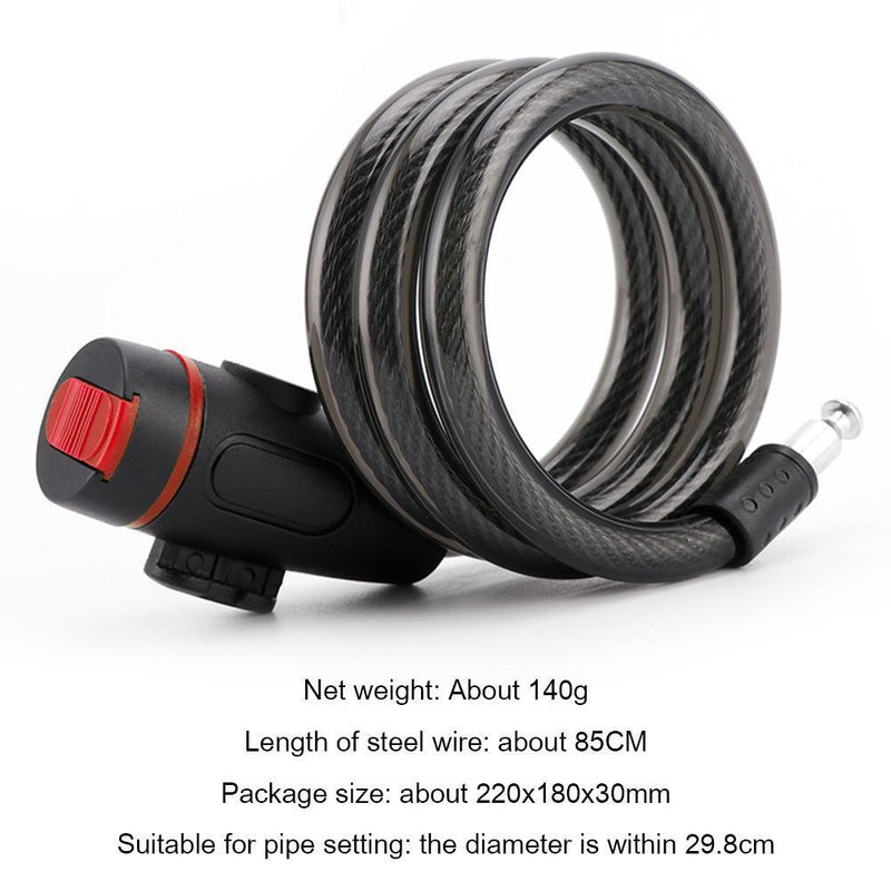 Bicycle Lock with 2 Key MTB Electric Motorcycle Anti-Theft Steel Cable Lock