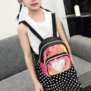 Small Travel Knapsack Sequins Heart Horse Pattern Backpacks Women Kids Rucksack