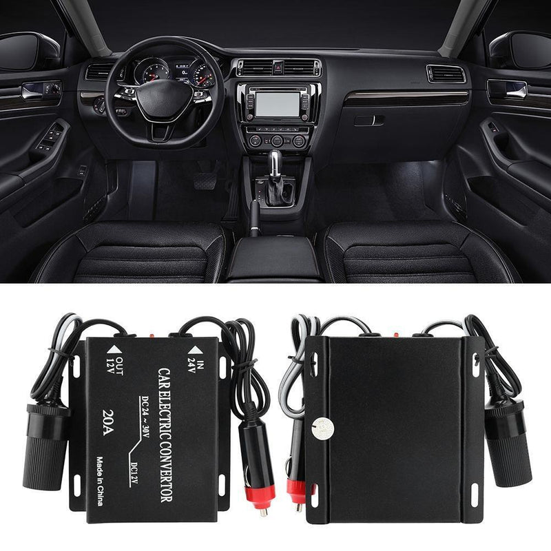 24V DC to Car 12V DC 20A Truck Cigarette Lighter Buck Converter Power Adapter