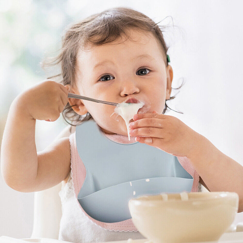#A 6pcs Silicone Baby Feeding Set Anti Slip Tableware for Kids Food Plates Set