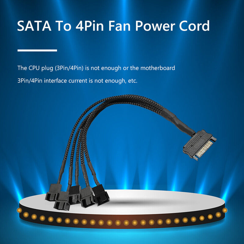 SATA Power Cable PC Cooling Fan Splitter Hub Converter (SATA to 5x4Pin)