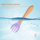 Baby Wooden Silicone Feeding Spoon Toddlers BPA-free Tableware (2) Newly