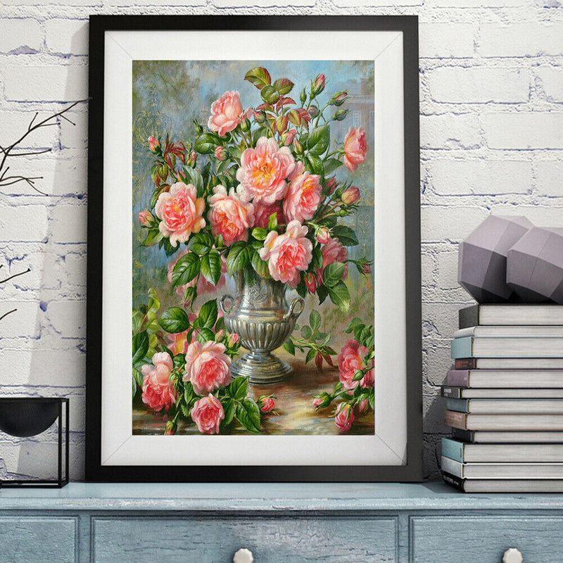 Diamond 5D Craft DIY Full Square Drill Drawing Flowers Vase Painting Kit Craf