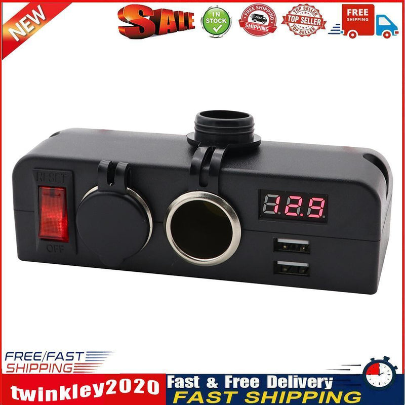 Cigarette Lighter Socket USB Car Charger Voltmeter with Rocker Switch+Wire Newly