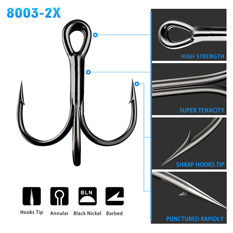 10pcs Fishing Triple Hook High Carbon Steel Sharp Barbed Fishhook Fishing Tac