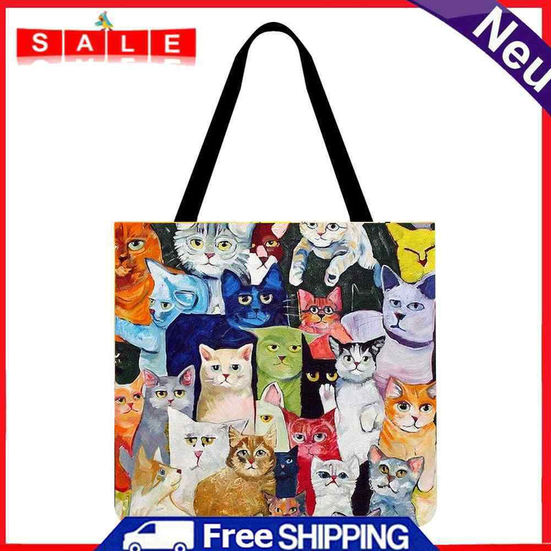 Garuru-Jidong Tote Bag with Cat Theme, Large, 40 x 40 cm