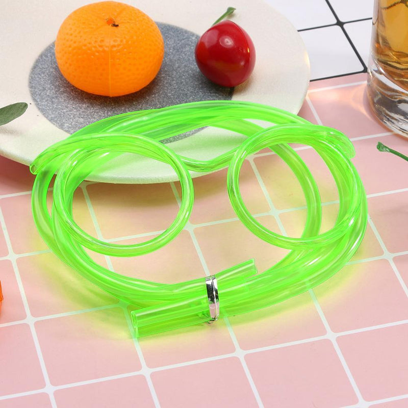 Flexible Soft Plastic Glasses Straw Kids Party Unique Drinking Tube (Green)