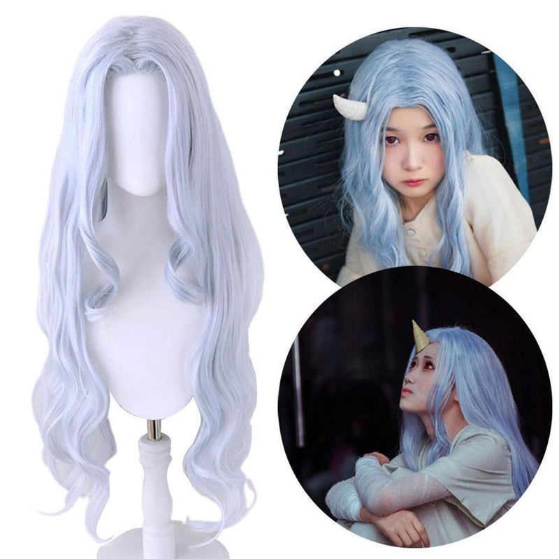 Perücke Beliebte Oma graues langes lockiges Haar Cos silbergraue Lolita-Wellenp.