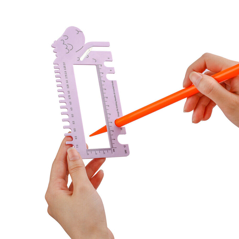 Sheepshape knitting sewing hook measuring ruler gauge size chart ruler accessories