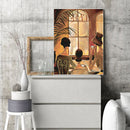 Girl Drinking Coffee Pattern Frameless Digital Paint Hand Painted Oil Picture