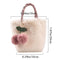 Women Soft Plush Cute Furry Fluffy Cherry Bags Shopping Bags Totes Handbags