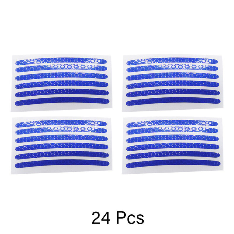 24pcs Wheel Hub Stickers Reflective Tire Rim Tape Strips for Bike Motorcycl