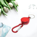 Metal Retractable Keychain Anti-Lost Anti-Theft EDC Keyring Buckle (Red) Newly