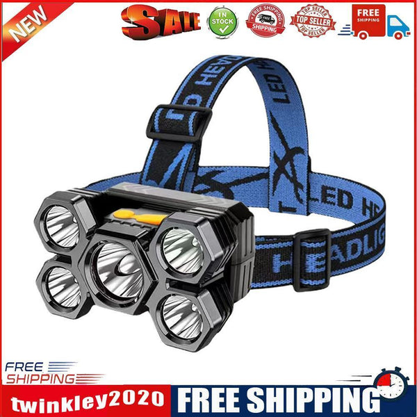 5 LED Headlamp Work Light Waterproof Headlights for Riding Running Camping